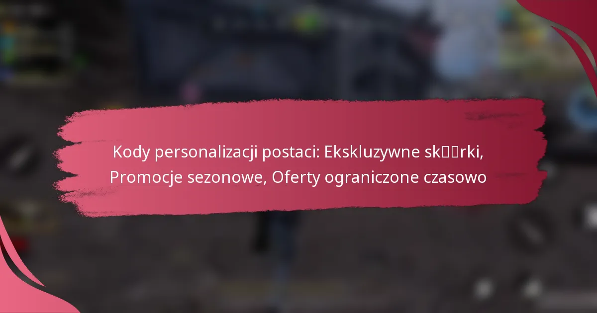 Kody personalizacji postaci: Ekskluzywne skórki, Promocje sezonowe, Oferty ograniczone czasowo