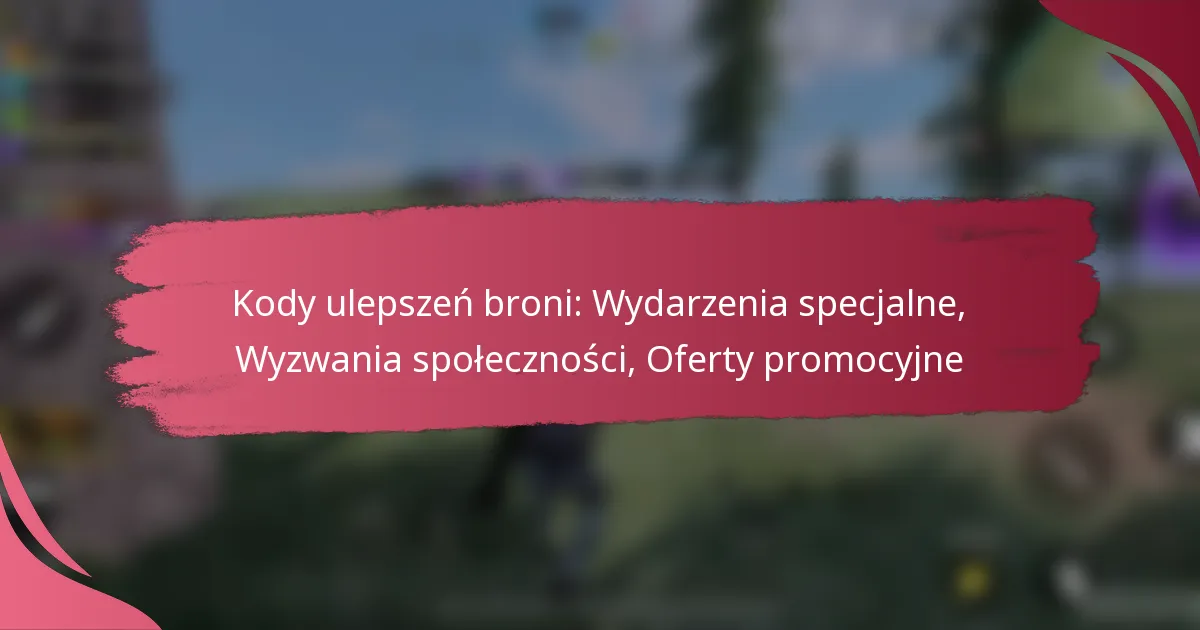 Kody ulepszeń broni: Wydarzenia specjalne, Wyzwania społeczności, Oferty promocyjne