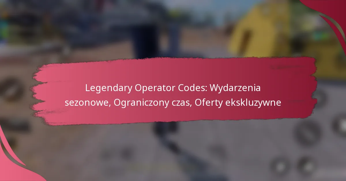Legendary Operator Codes: Wydarzenia sezonowe, Ograniczony czas, Oferty ekskluzywne