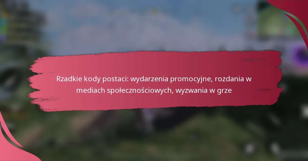 Rzadkie kody postaci: wydarzenia promocyjne, rozdania w mediach społecznościowych, wyzwania w grze