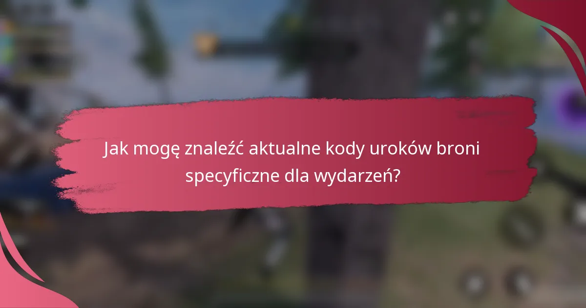 Jak mogę znaleźć aktualne kody uroków broni specyficzne dla wydarzeń?
