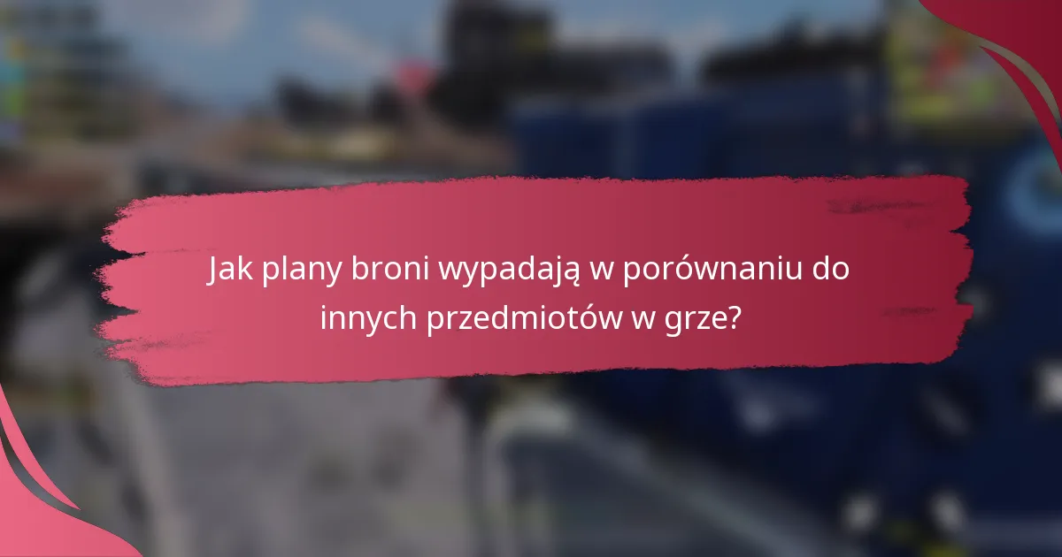 Jak plany broni wypadają w porównaniu do innych przedmiotów w grze?