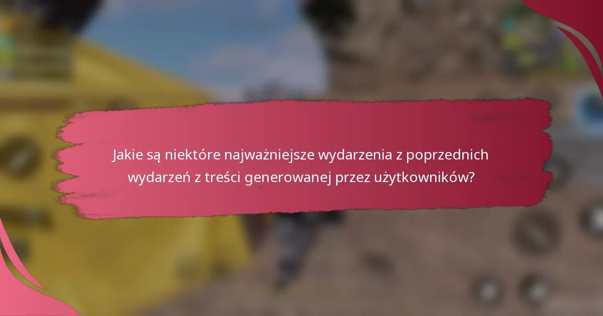 Jakie są niektóre najważniejsze wydarzenia z poprzednich wydarzeń z treści generowanej przez użytkowników?